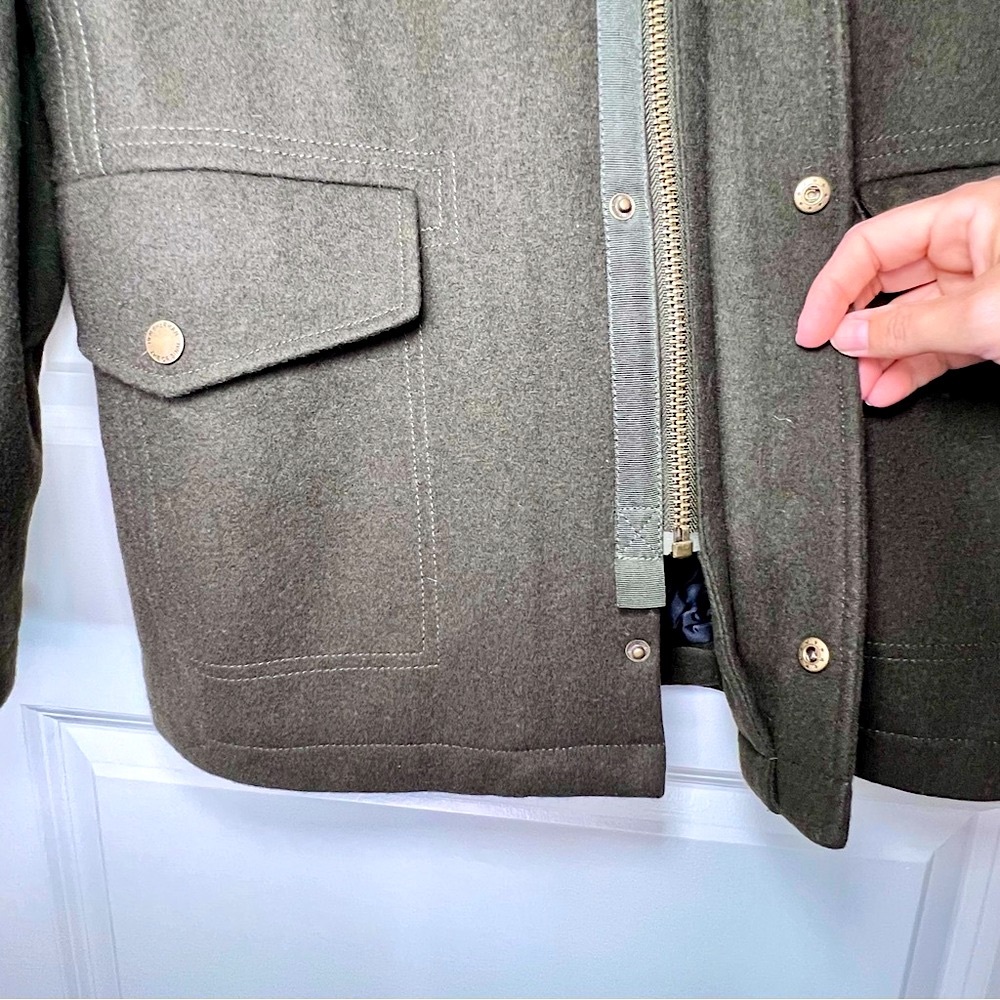 BEN SHERMAN Heritage Wool Blend Field Coat Army Green L Military Utility Jacket - Picture 14 of 17